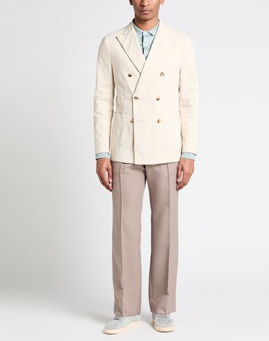 Man Blazer Cream Size 42 Cotton, Tencel, Silk, Elastane