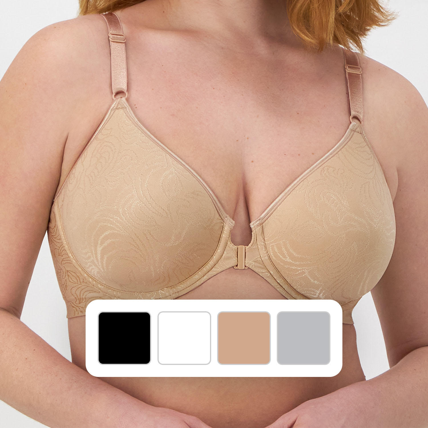 Ladies Comfort Revolution Front Closure Underwire Bra Nude 40D:- Nude