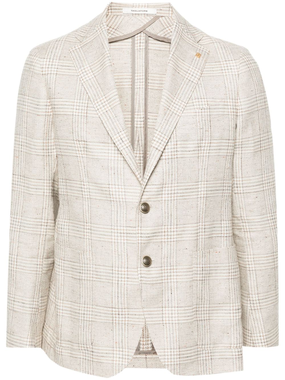 Check-pattern single-breasted blazer - Neutrals