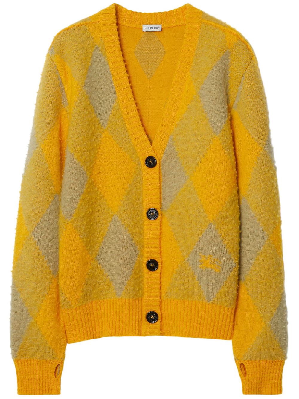 Argyle patterned-jacquard wool cardigan - Orange
