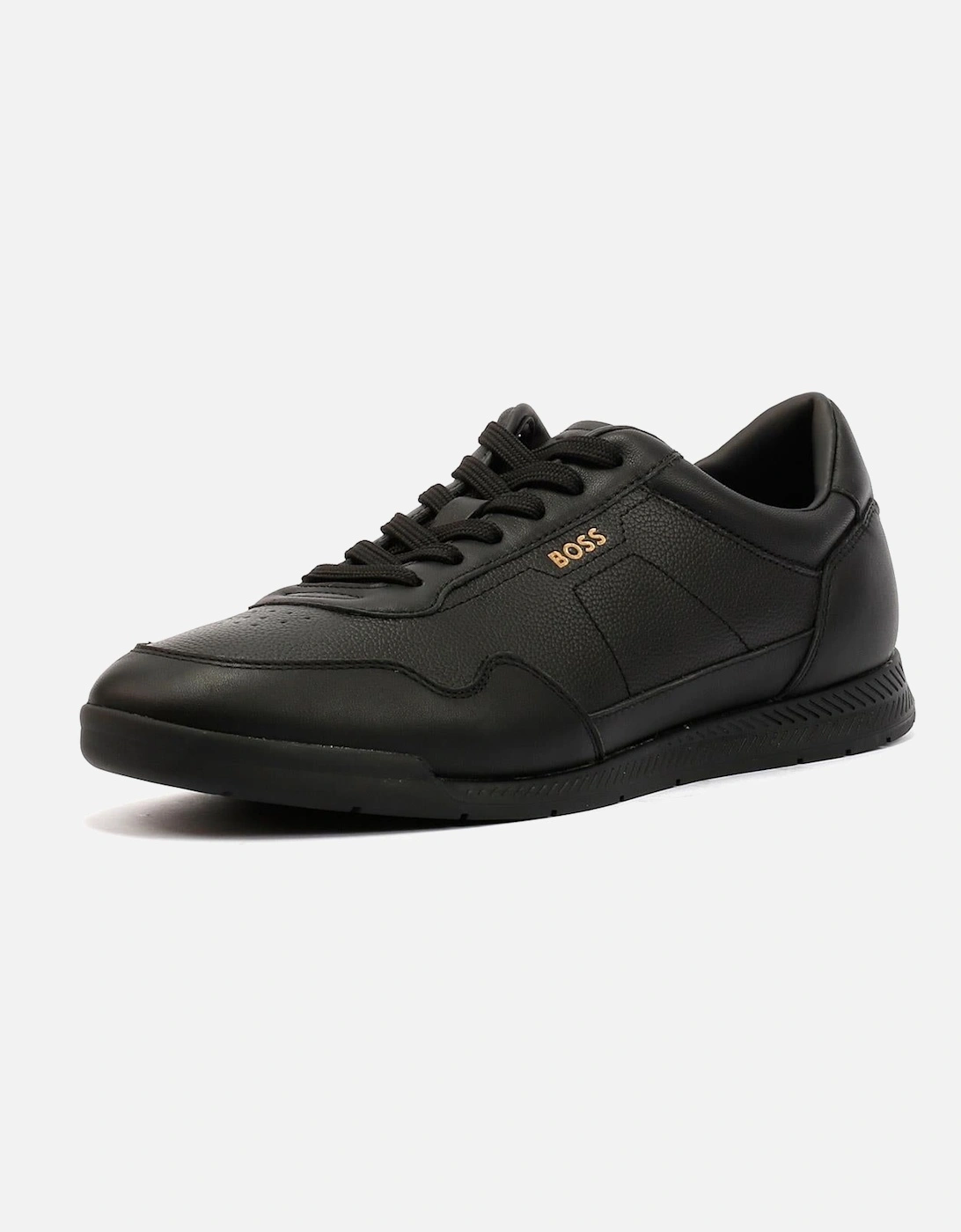 Men's Boss Titanium Leather Men's Black Trainers - Size: 10