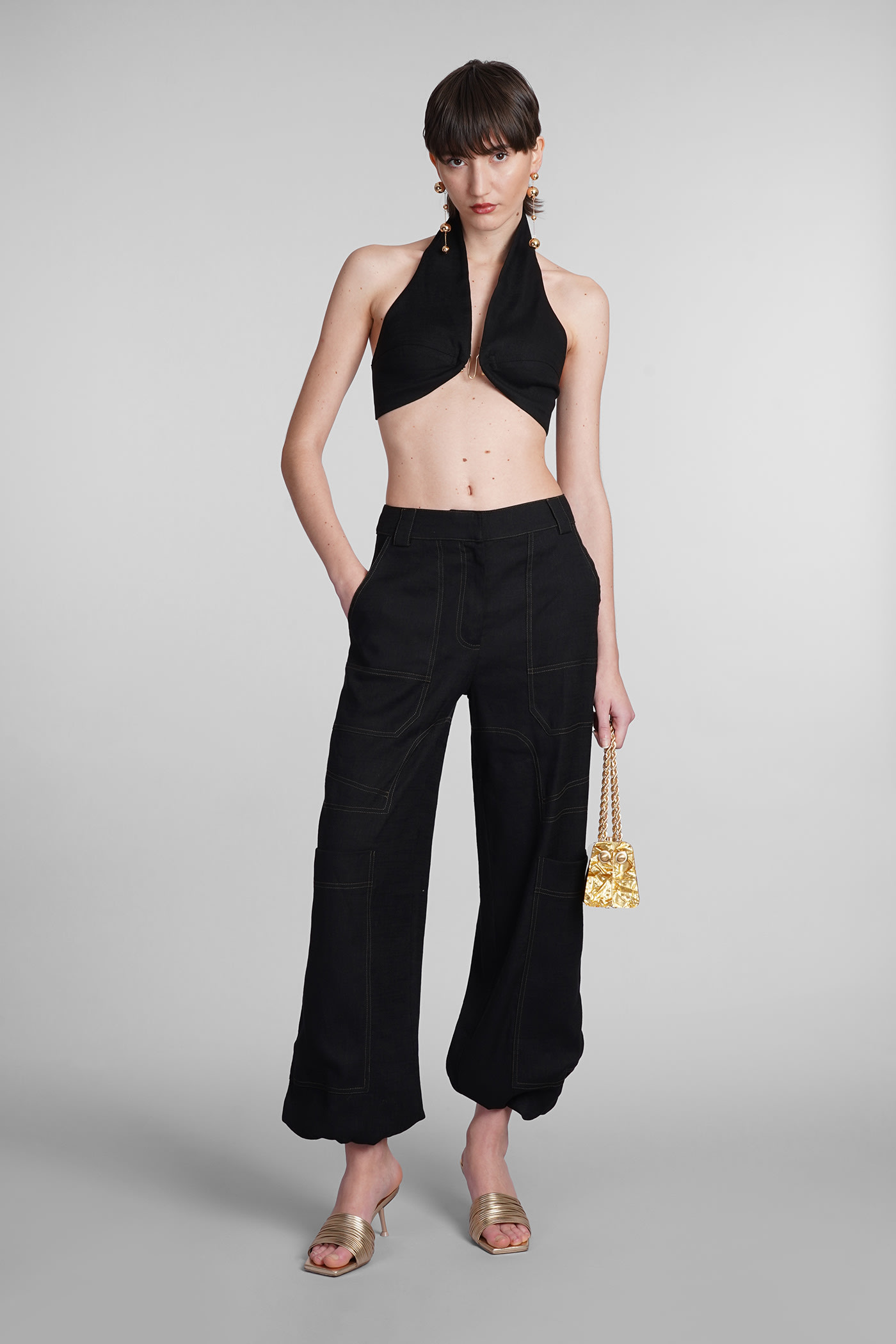 Halterneck crop top - Black