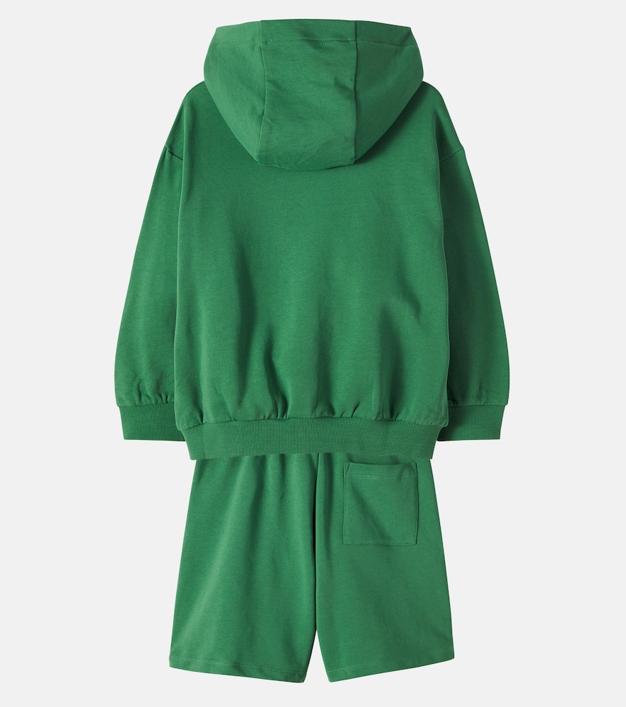 Logo cotton fleece hoodie and shorts set