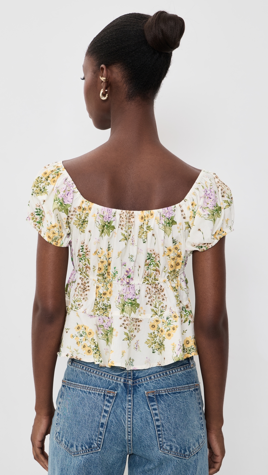 The Iris Top Small Botanical Ivory Lavender