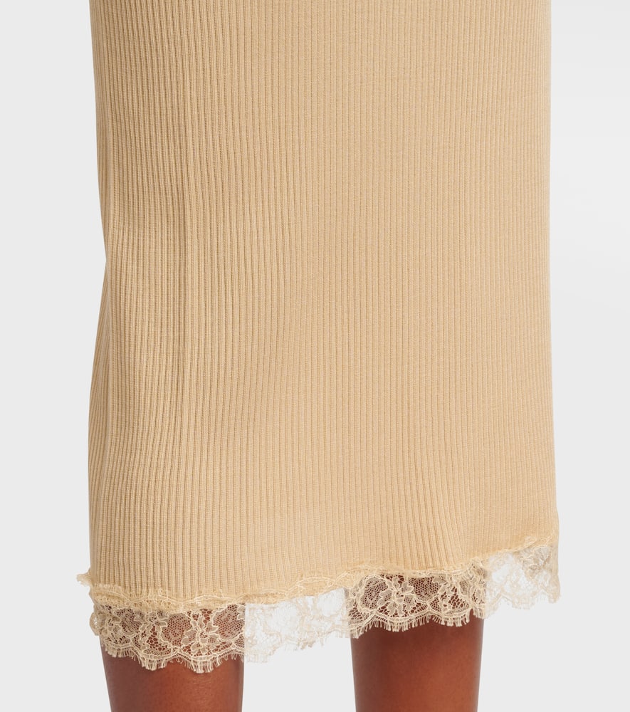 Indira lace-trimmed silk-blend midi skirt