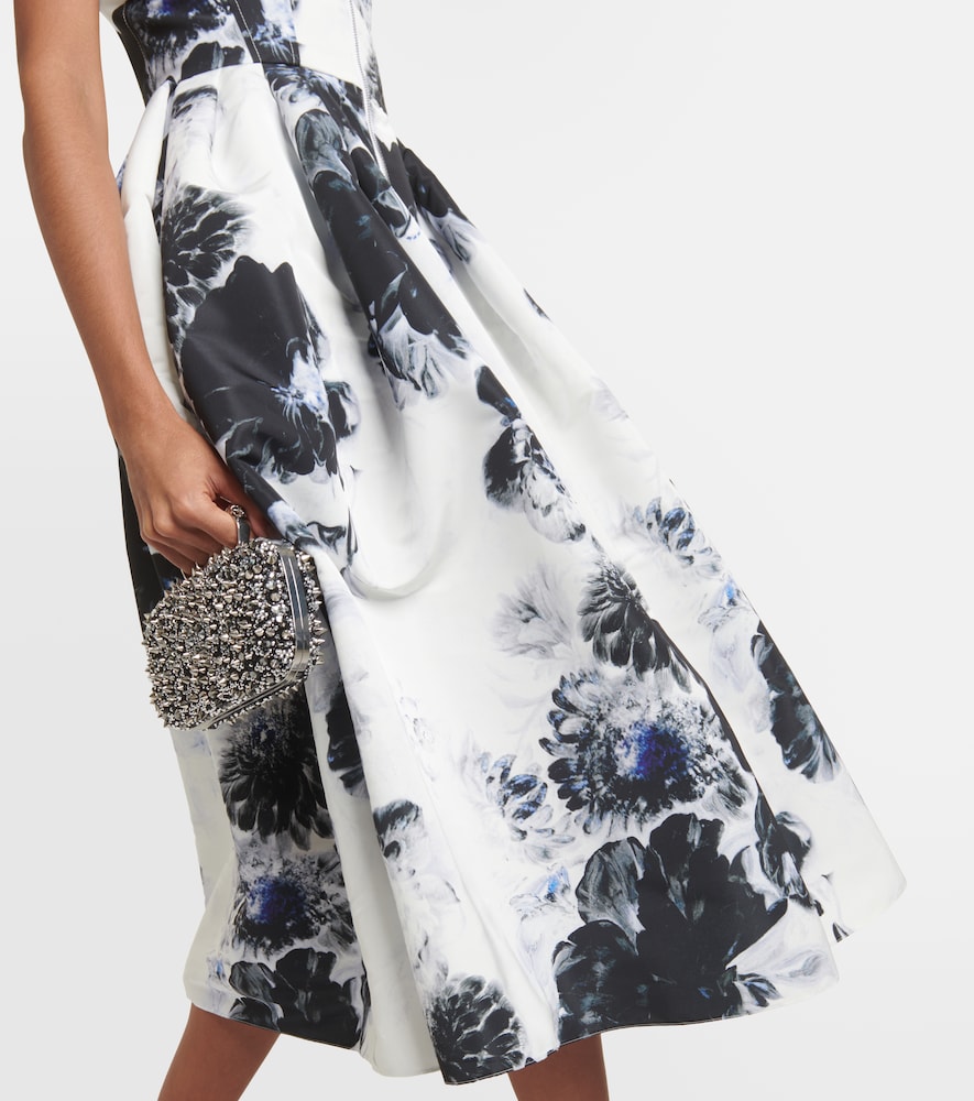 Printed polyfaille midi dress
