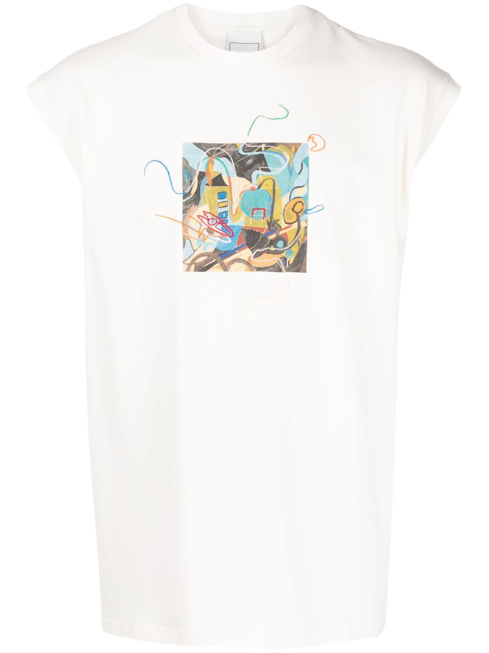 Graphic-print sleeveless T-shirt - White