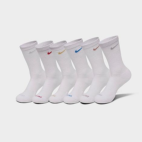 Everyday Plus Cushioned Crew Training Socks (6-Pack) in White/Multi Swoosh