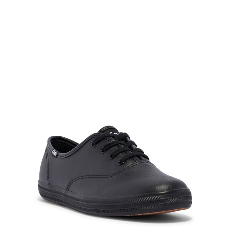 Women's Champion Leather Medium/Wide Sneakers (Black)