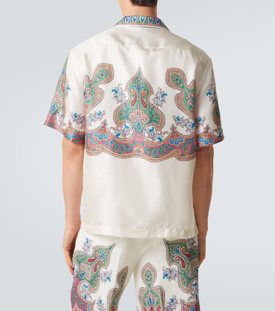 Paisley silk twill bowling shirt
