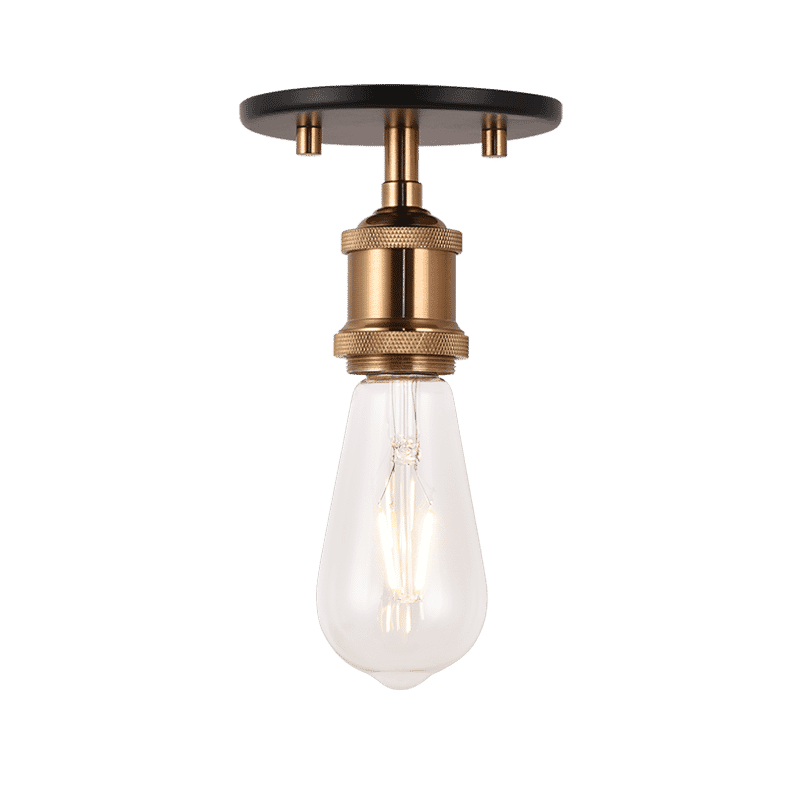 Aged Gold Brass One Light Flush Mount from the Bulstrode'S Workshop Collection