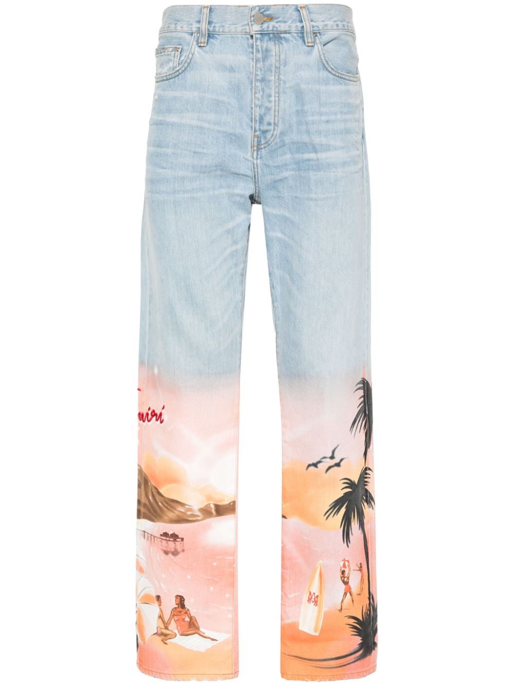 Logo-embroidered jeans - Blue