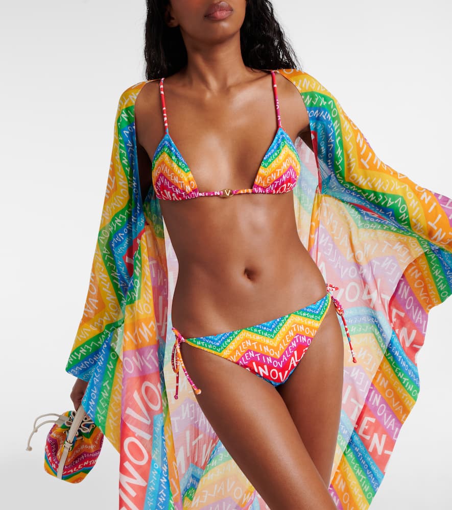 Logo cotton-blend beach cover-up