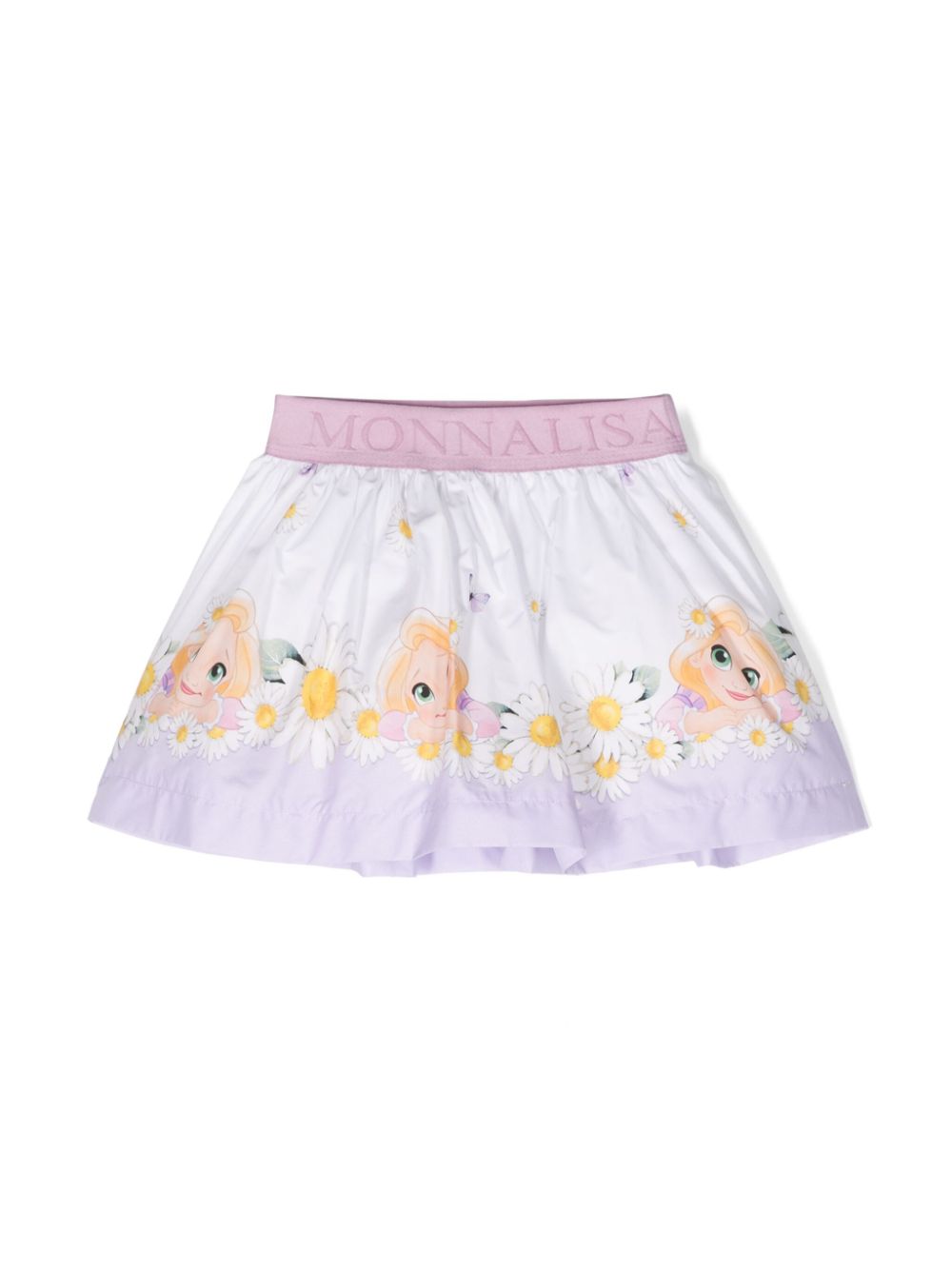 Logo-waistband cotton skirt - White