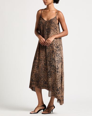 Woman Midi dress Brown Size S Rayon, Viscose