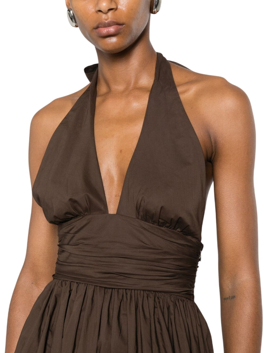 Brown Halter Neck Maxi Dress