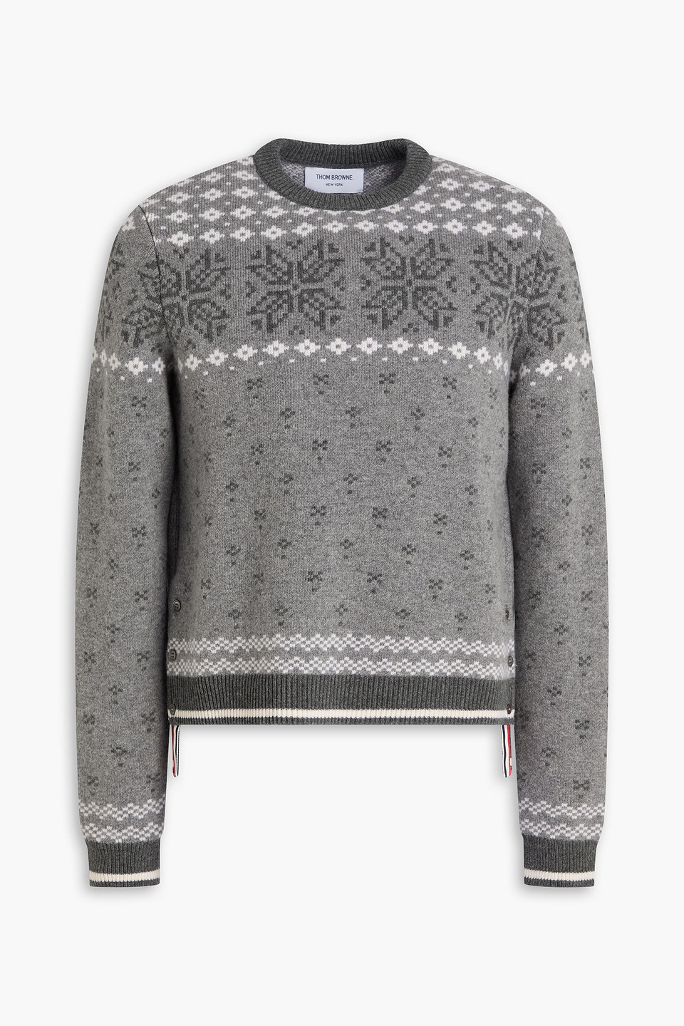 Jacquard-knit wool sweater - Gray - 4