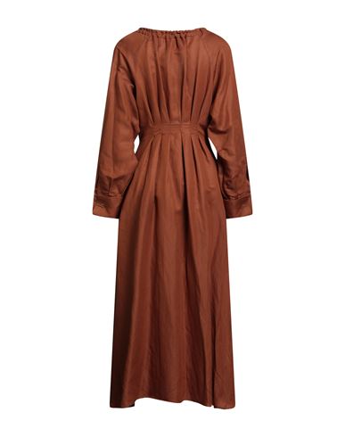 Woman Maxi dress Brown Size 12 Linen, Silk
