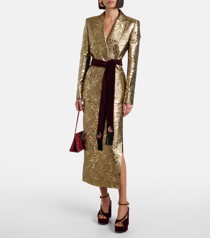 Paisley brocade midi skirt