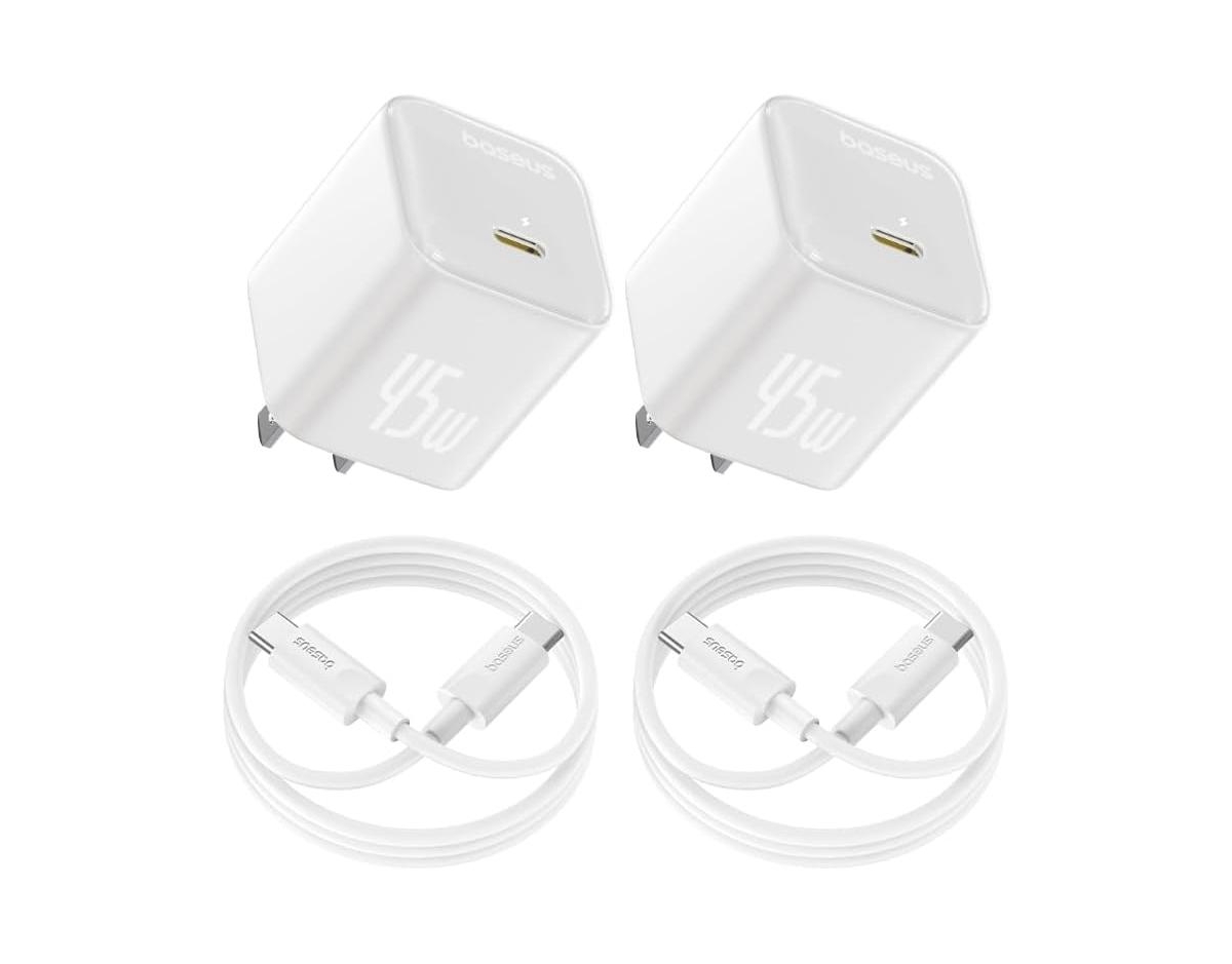 45W Usb C Charger Block, 2 Pack Pps Fast Charger Type C with Usb-c Cable for iPhone 16/15 Series, iPad, Galaxy S24 Ultra and More Series - Whit