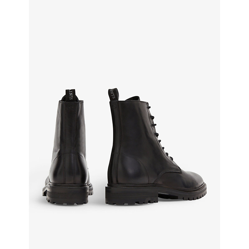 Mens Black Tobias Lace-up Leather Ankle Boots