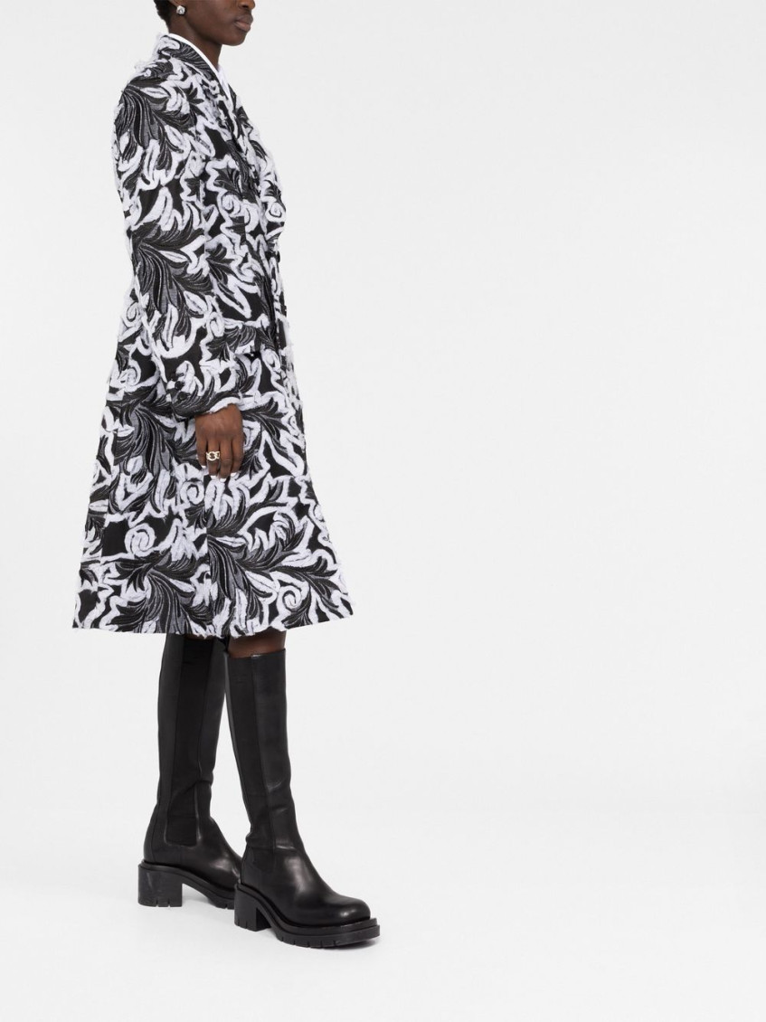 Black Double-breasted Damask Coat