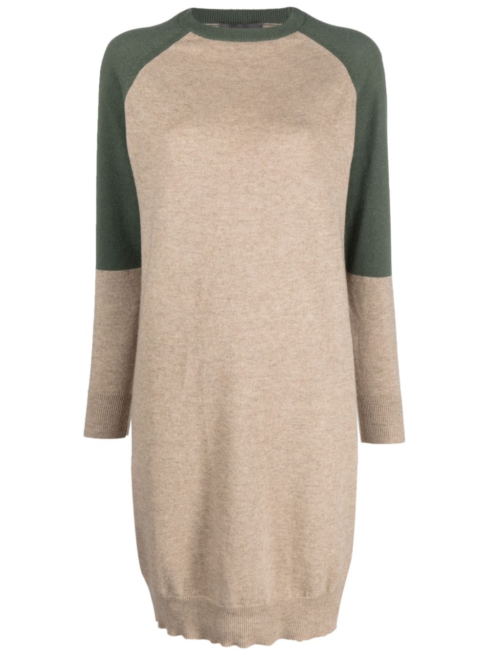 Colour-block cashmere knitted dress - Neutrals