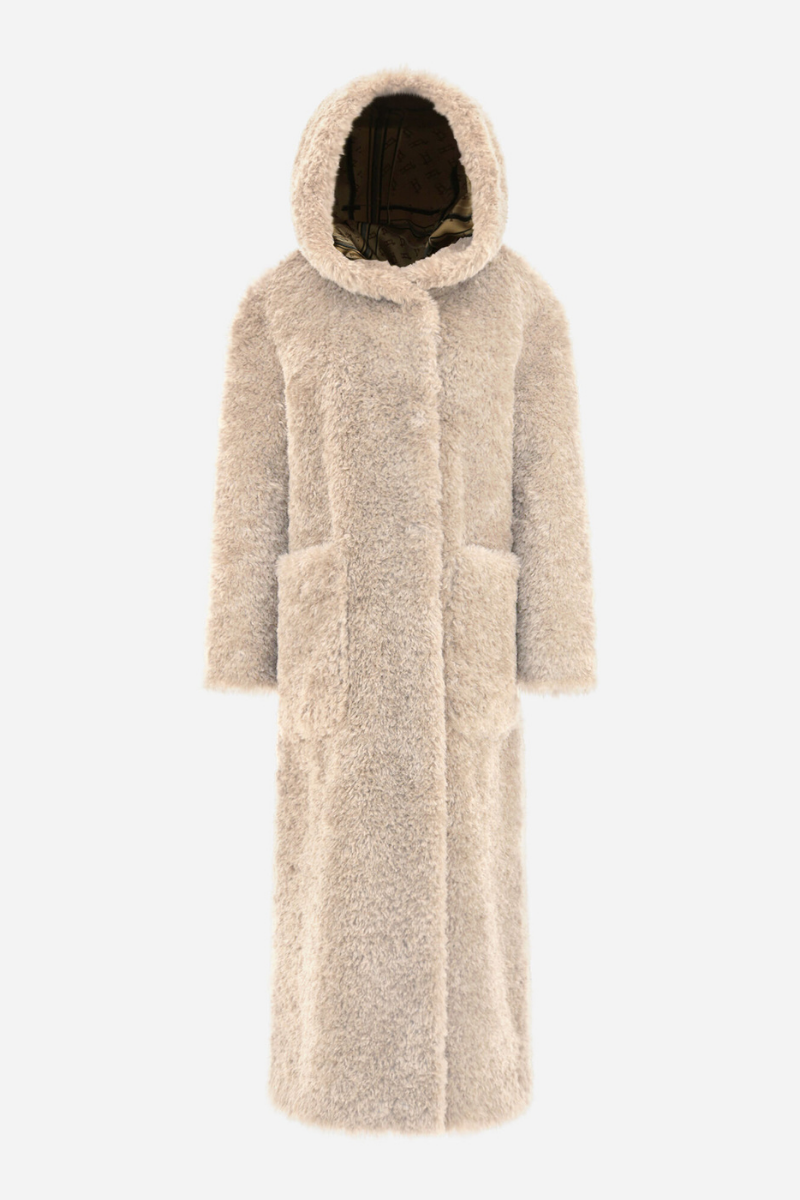 Curly Faux Fur Coat — Cream