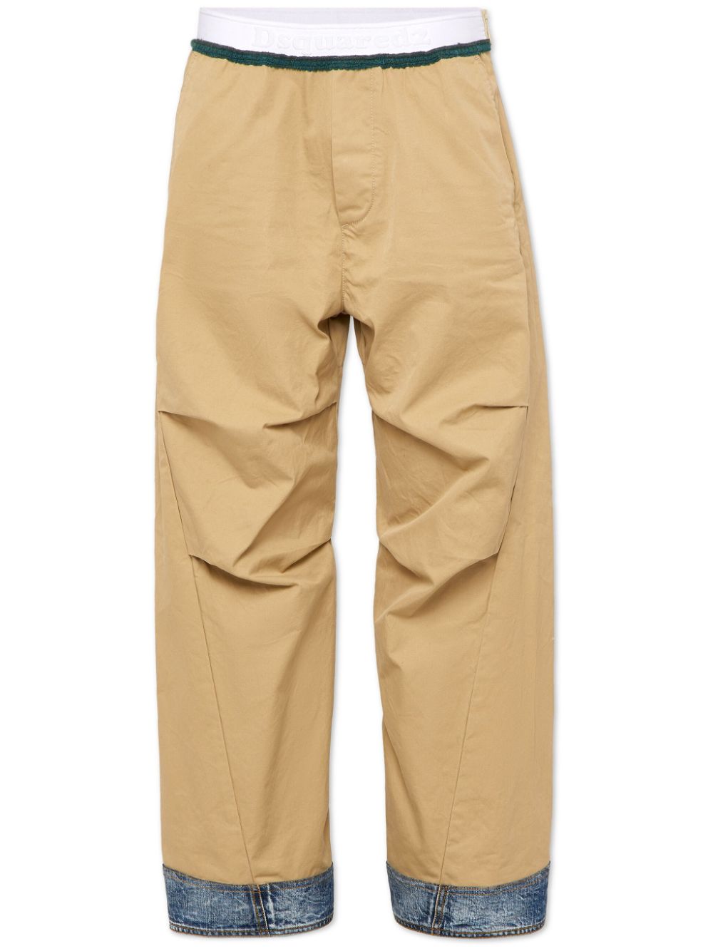 Contrasting straight-leg trousers - Neutrals