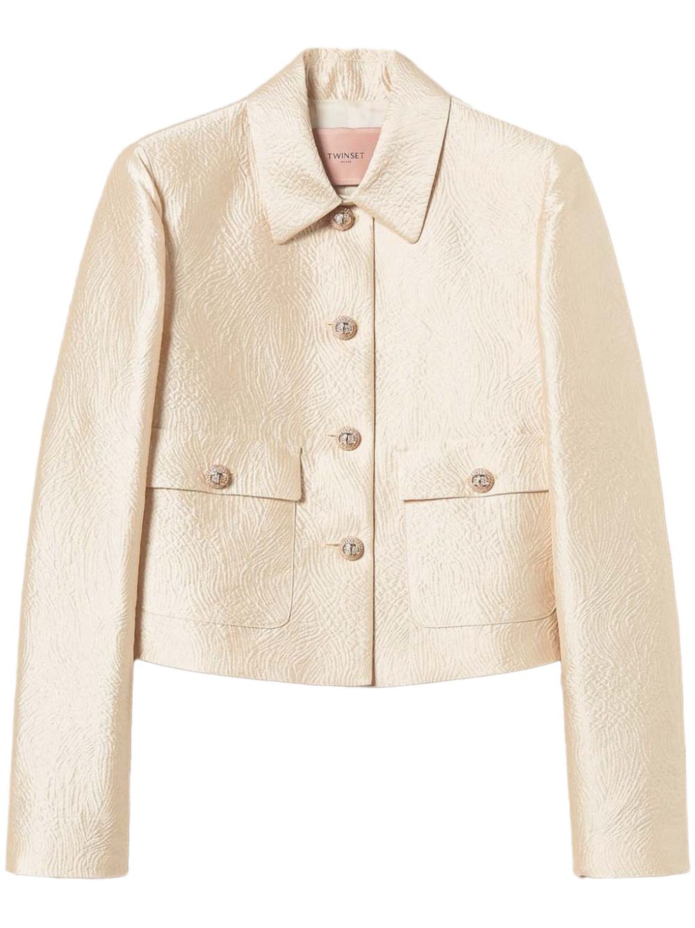 Brocade jacquard cropped jacket - Neutrals