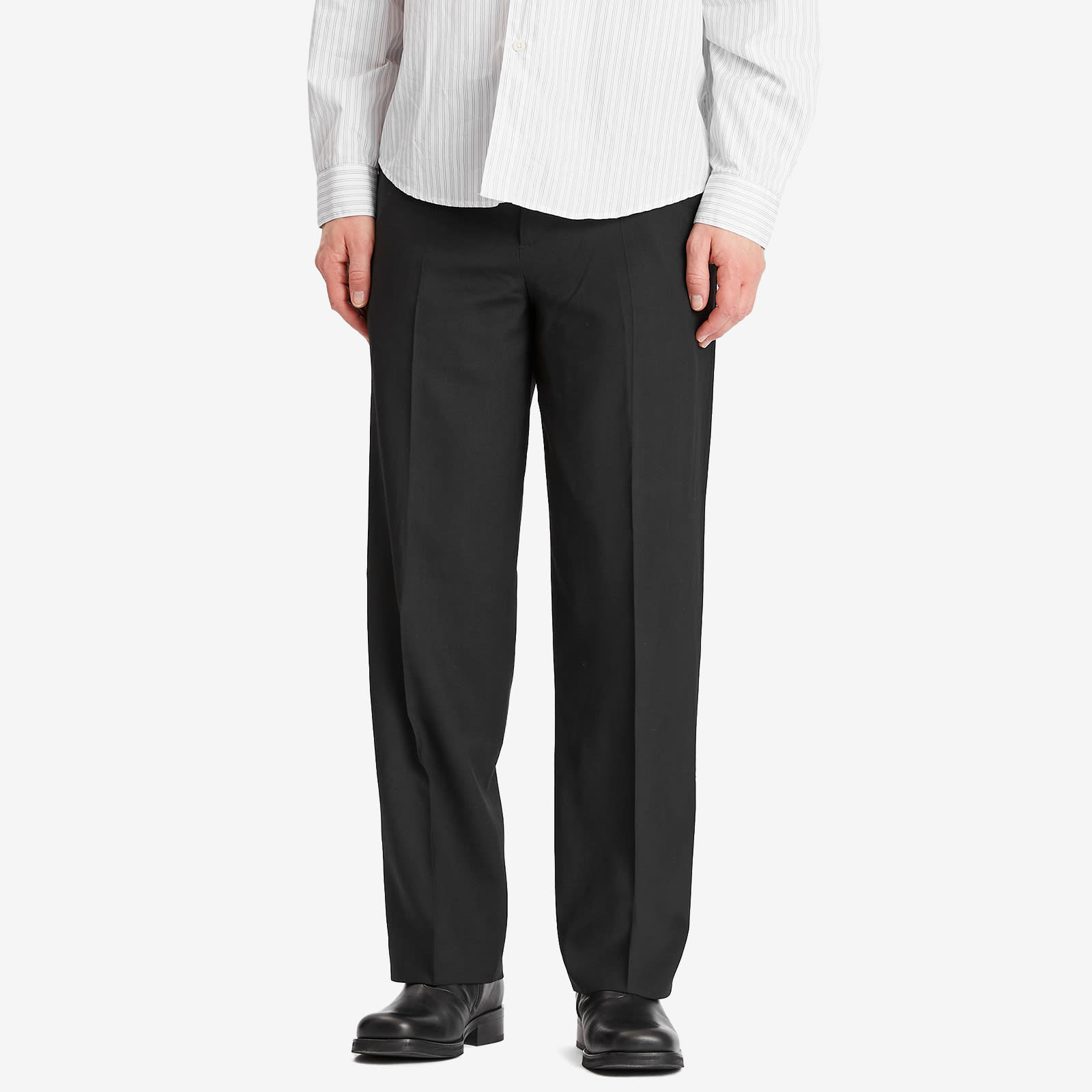 Men's Wool Study Trousers in Black Tropical Wool
