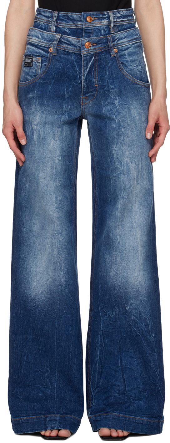 Versace Jeans Couture Indigo Wide Leg Jeans