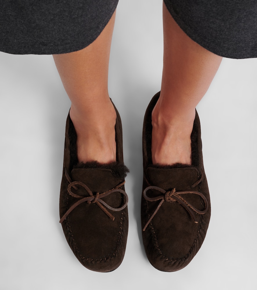 Lucca shearling-trimmed suede boat shoes