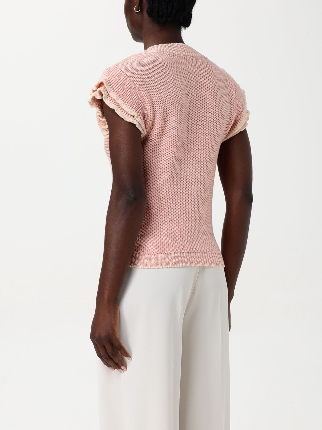 Short-sleeve knitted T-shirt - Pink