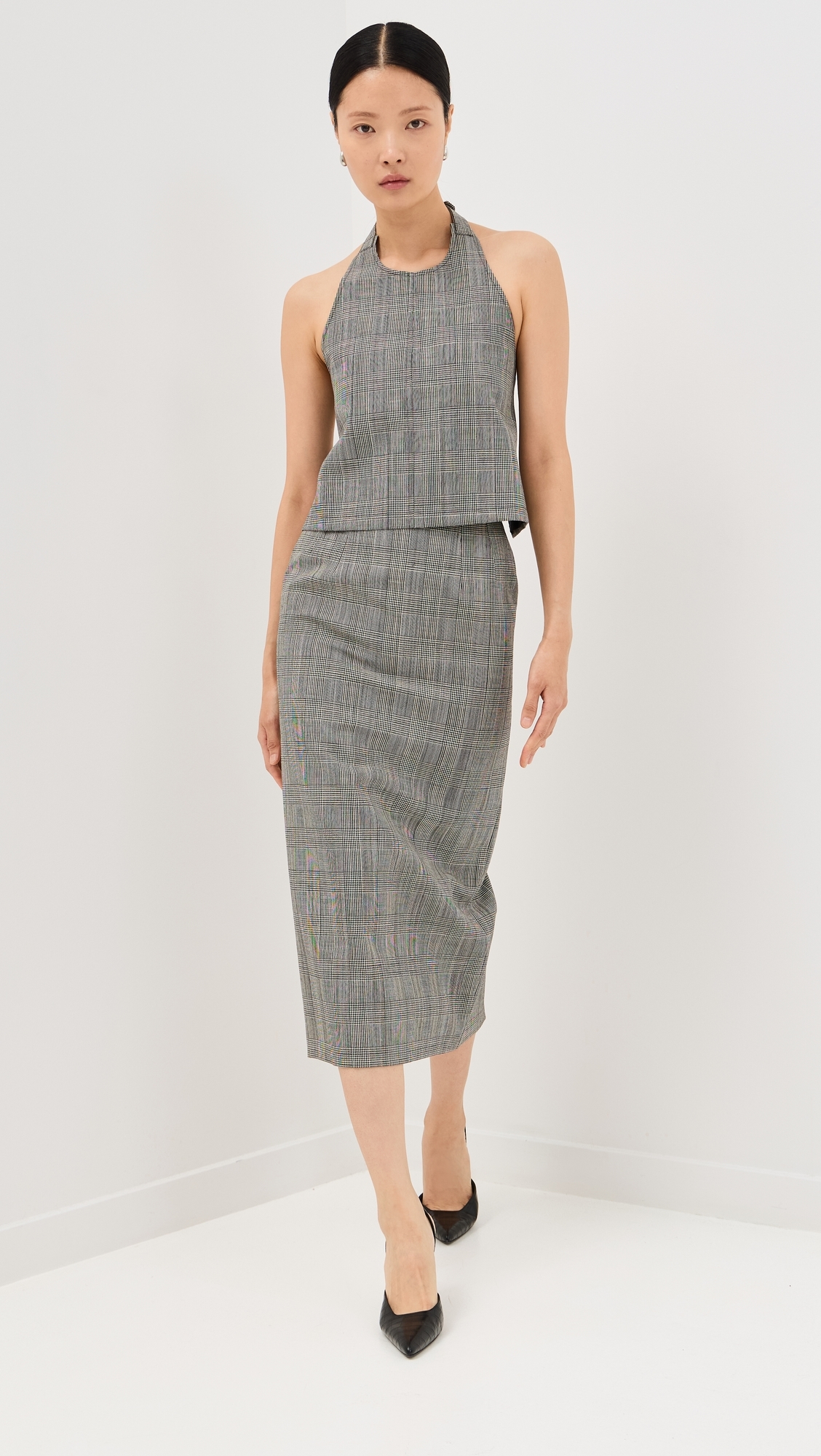 WARDROBE. NYC Backless Halter Top Prince of Wales