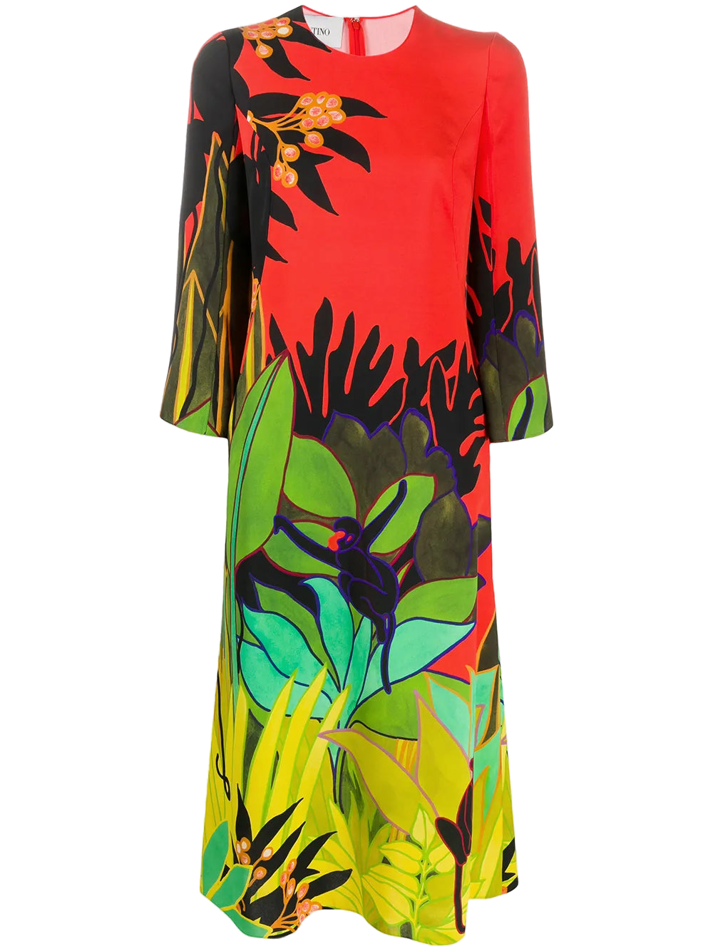 Monkey Forest Print Dress — Red