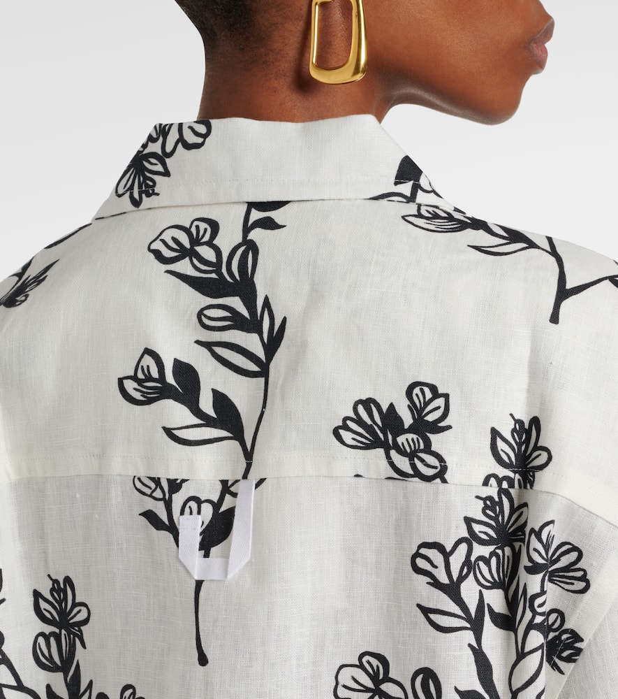 Jean floral linen bowling shirt