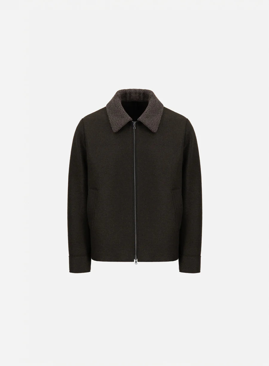 Harris Wharf Pressed Wool and Boucle Jacket — Brown