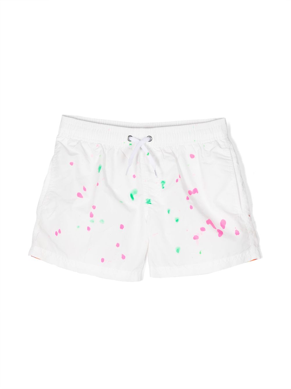 Paint-splatter detail swim shorts - White