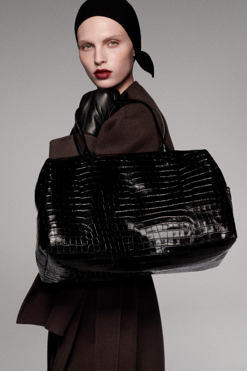 Frieze Bowling Bag - Croc-Effect Leather
