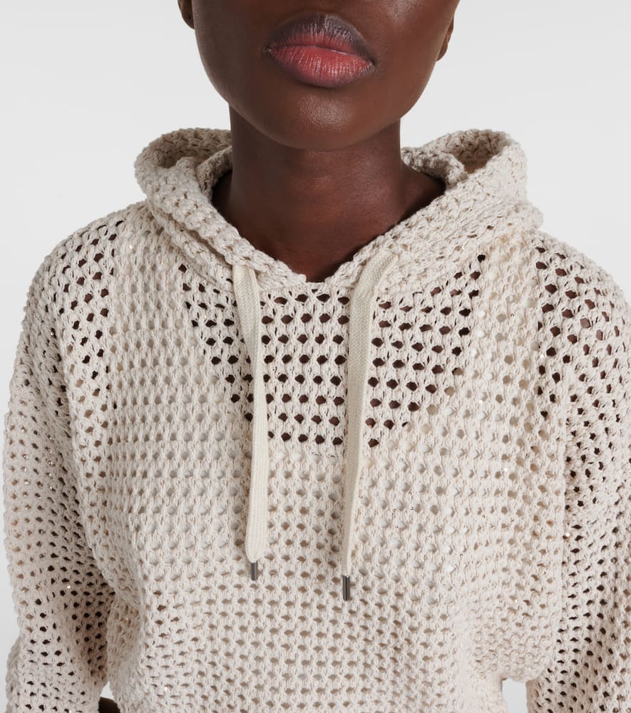 Open-knit cotton-blend hoodie