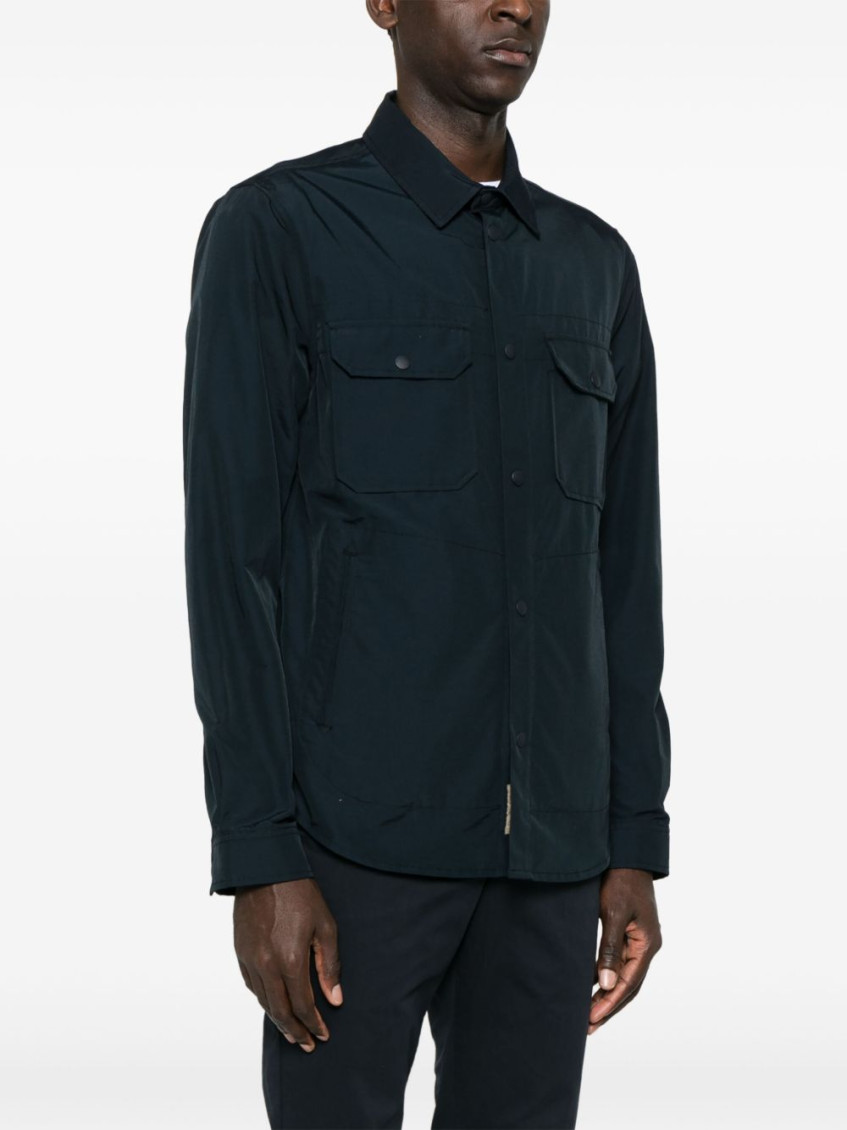 Navy Blue Cotton Blend Shirt