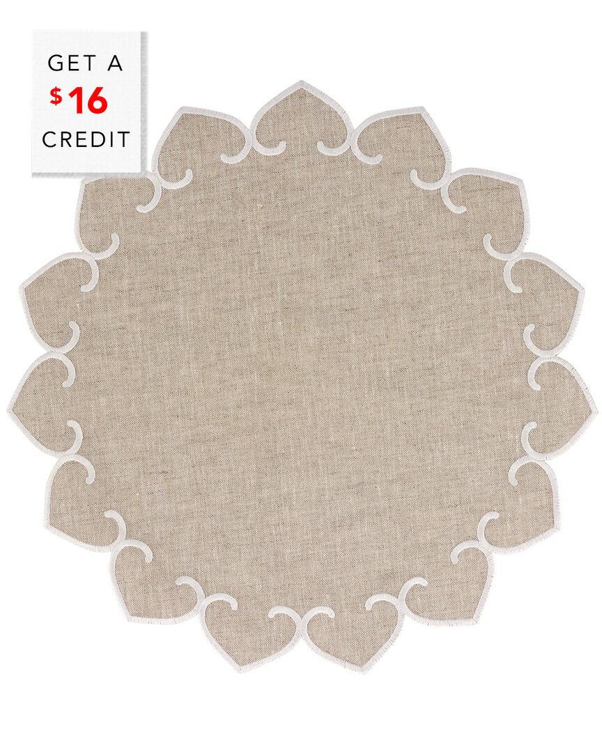 Tessuti Natural Round Placemats With White Stitching With $16 Credit