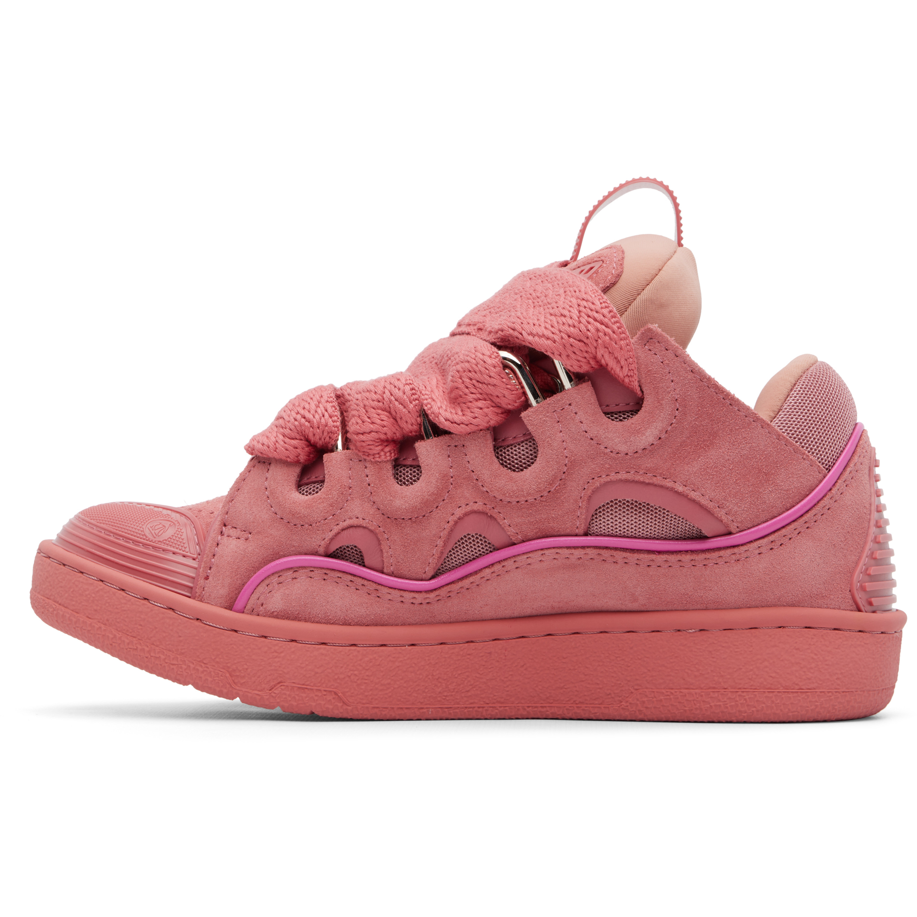 Pink Monochrome Suede Curb Sneakers