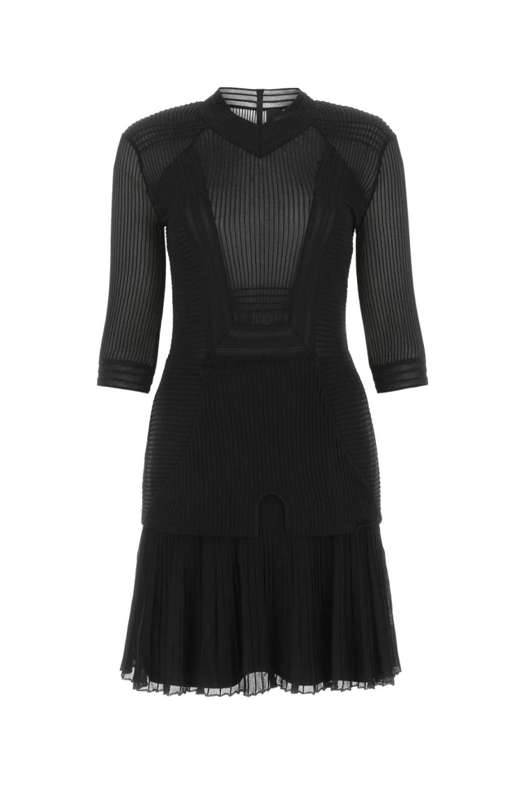 Black Stretch Viscose Blend Mini Dress