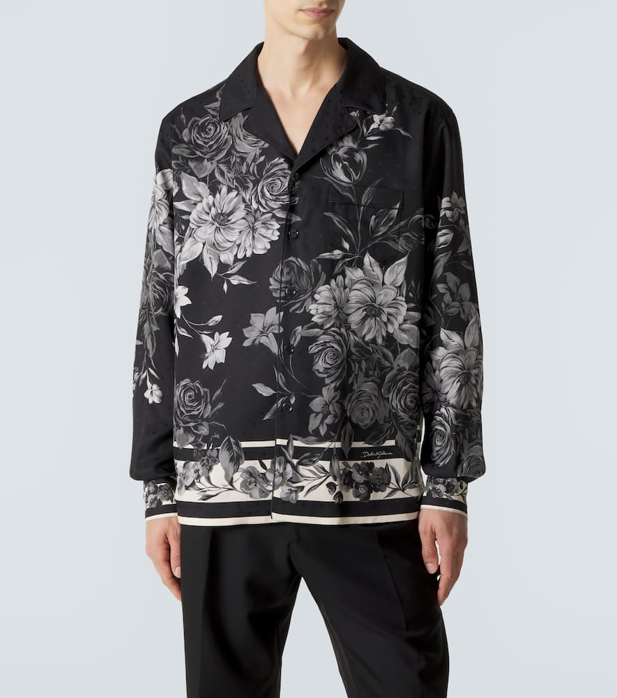 Floral polka-dot silk shirt