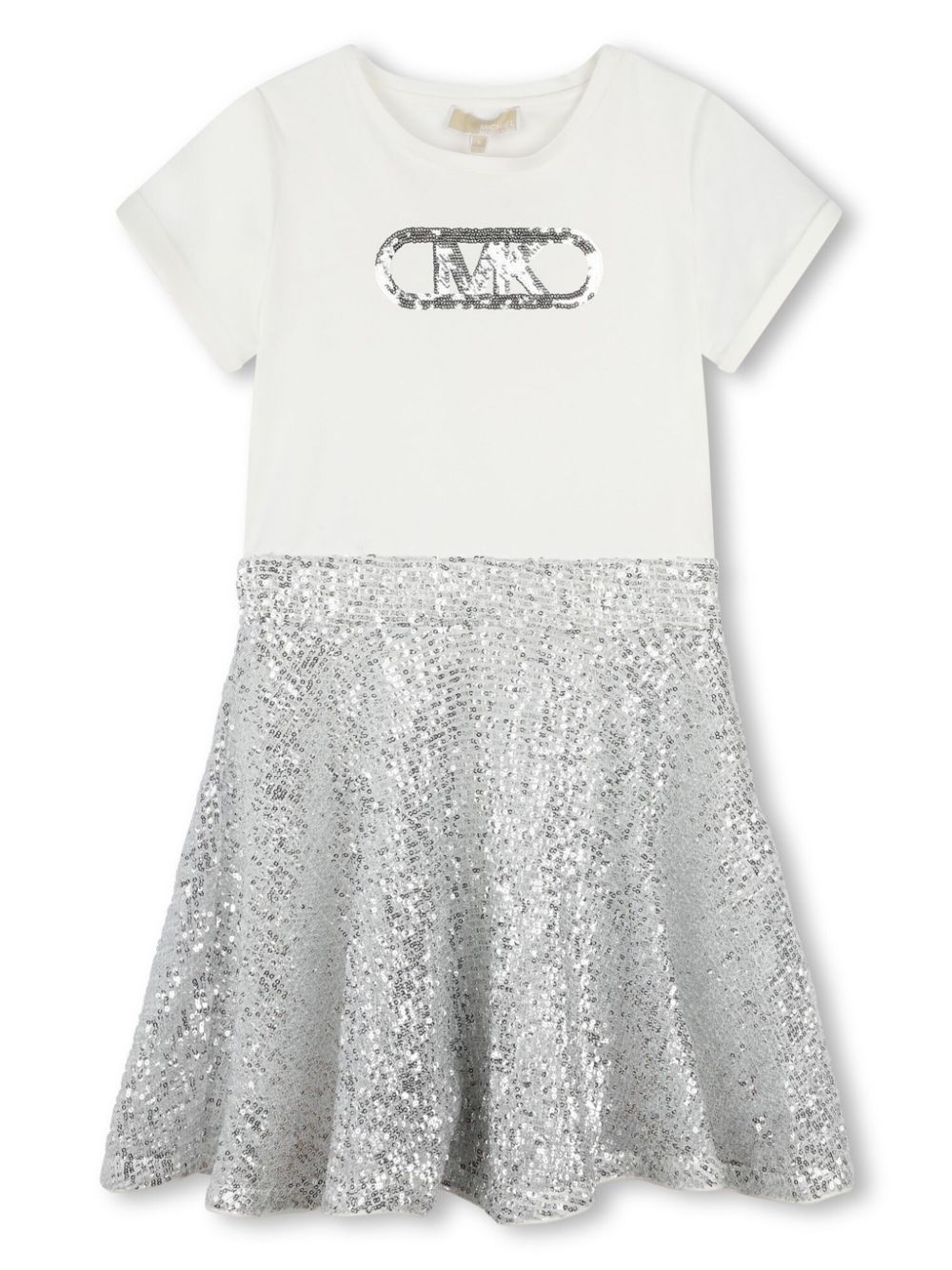 Sequin-embellished cotton dress - Silver
