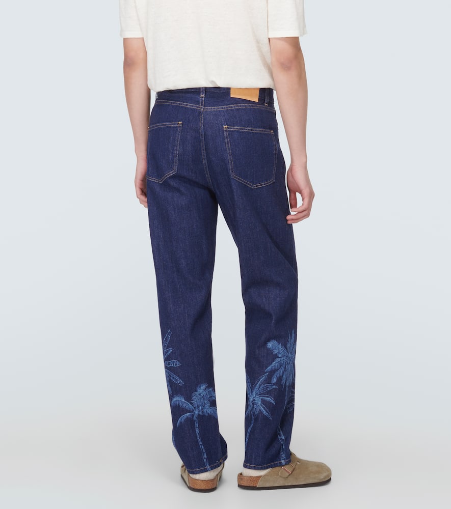 Jungle printed denim pants