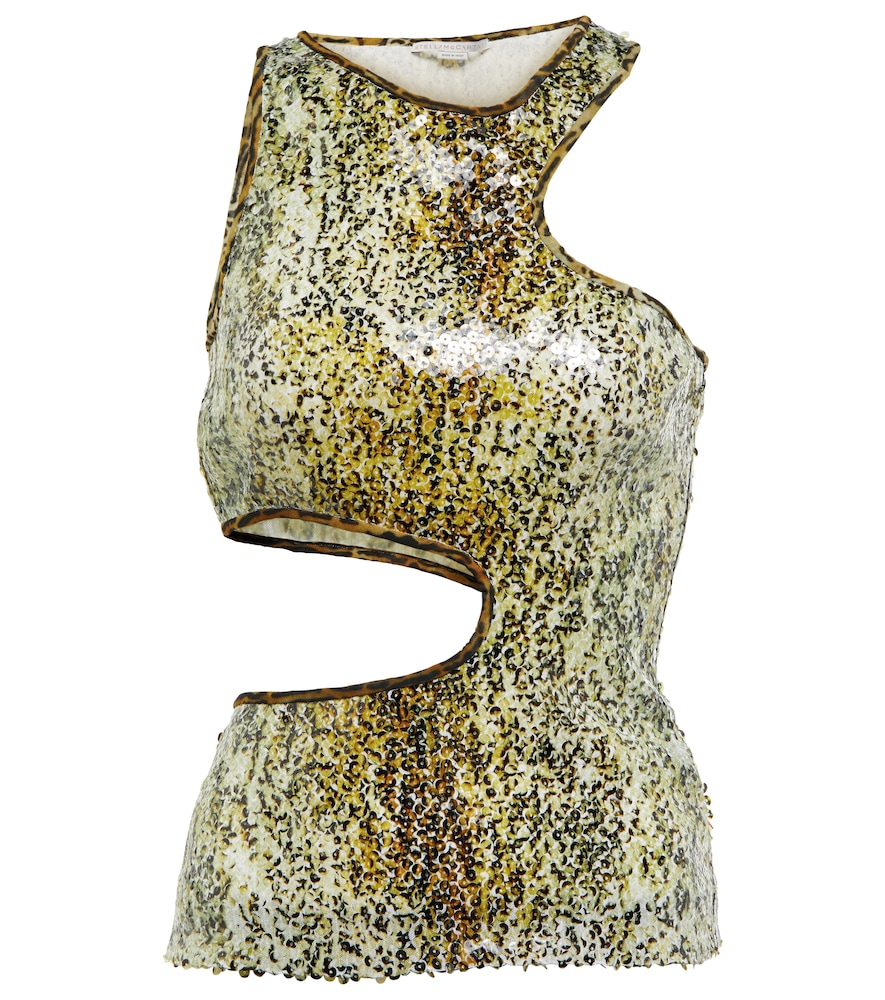 Sequined cutout tank top