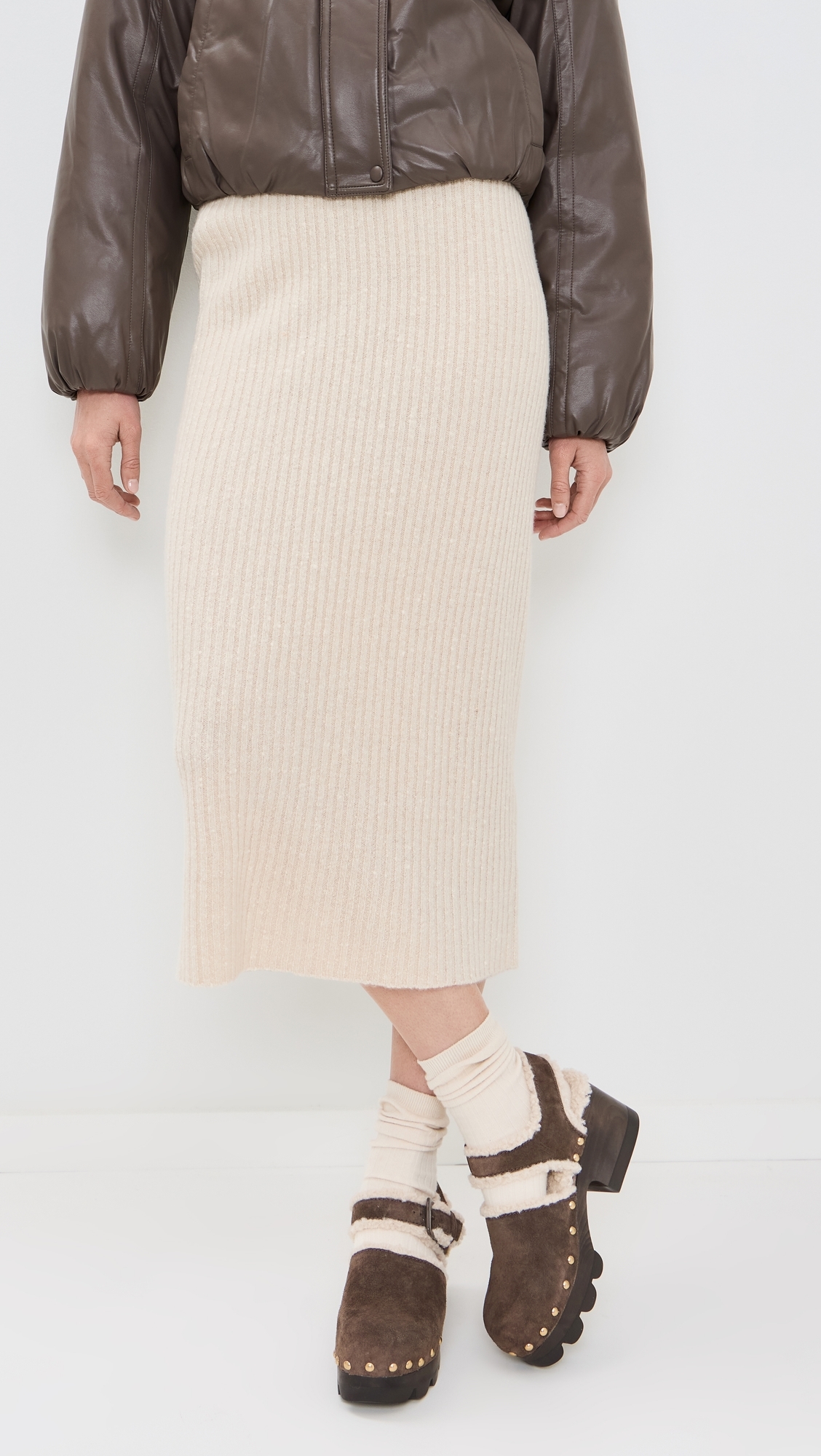 Shearling Lug Sole Clogs 70mm Deep Espresso 